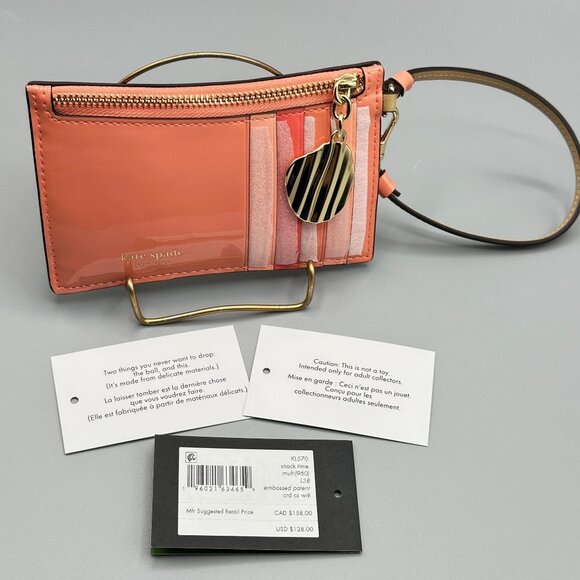 Kate Spade KL570 Snack Time Embossed Card Case Wristlet Wallet Potato Chip Bag - Picture 6 of 11